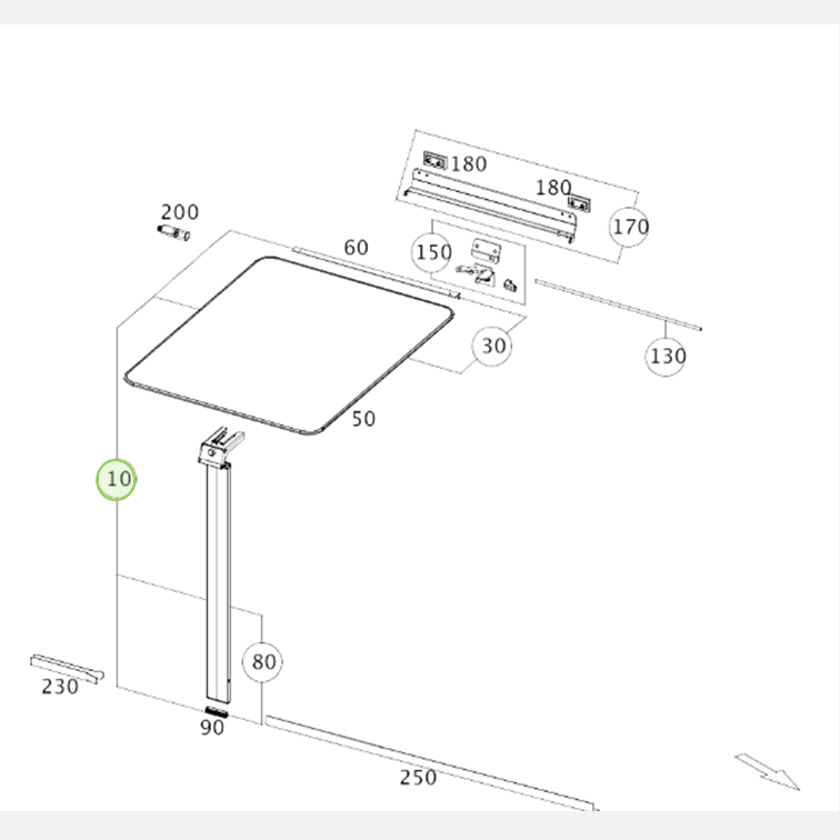 Table rabattable Mercedes-Benz A4478109100 pour Marco Polo (W447) Pièce de rechange d'origine