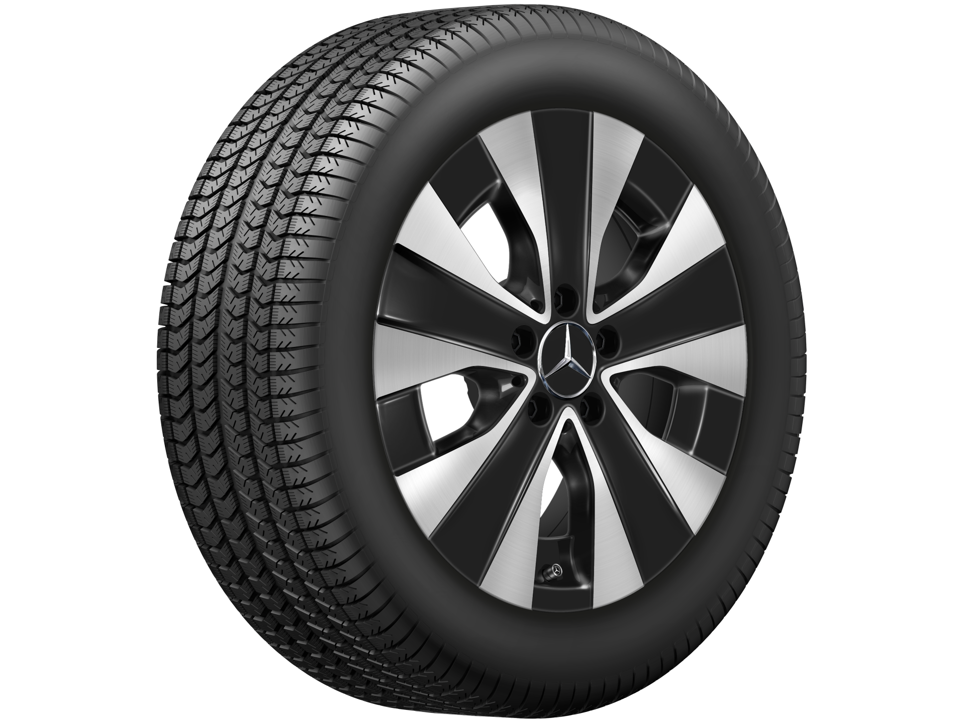 Genuine Mercedes-Benz Winter Complete Wheel 5-Spoke Wheel Black High-Sheen Finish 245/55 R17 Goodyear UltraGrip Performance+ MO-V