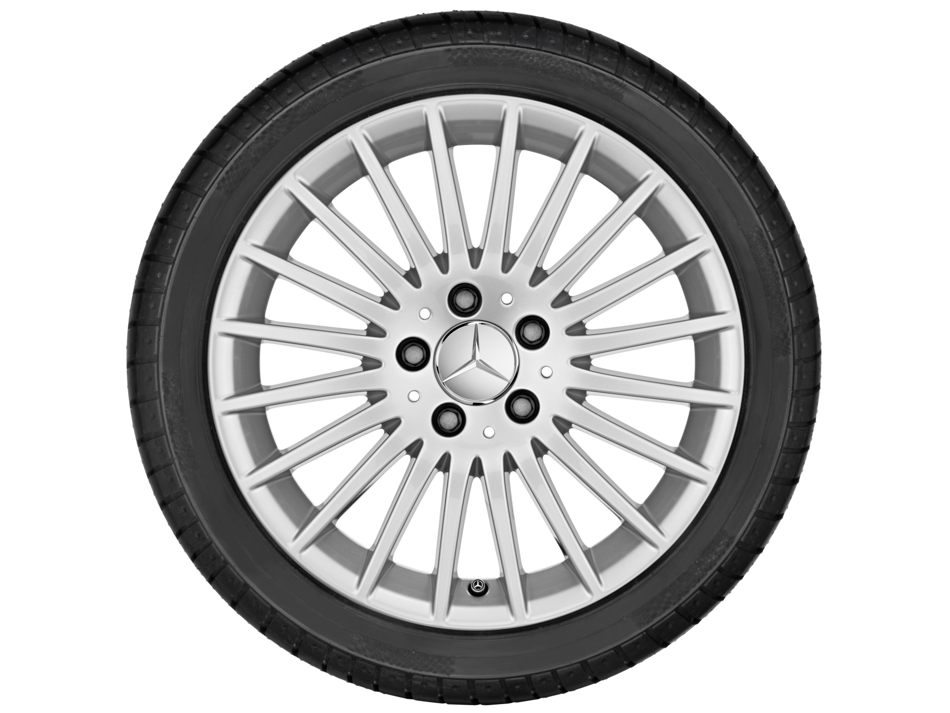 Jante d'hiver d'origine Mercedes-Benz à rayons multiples, couleur argent vanadium, 225/55 R17, pneu Continental ContiWinterContact TS 830 P