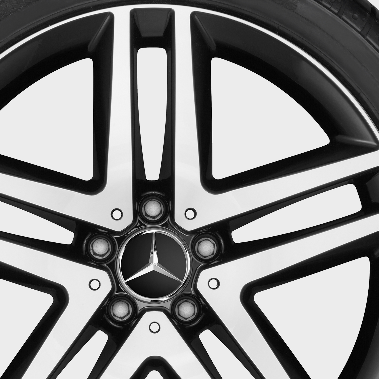 Mercedes-Benz Winterkomplettrad, 5-Doppelspeichen-Rad, schwarz glanzgedreht