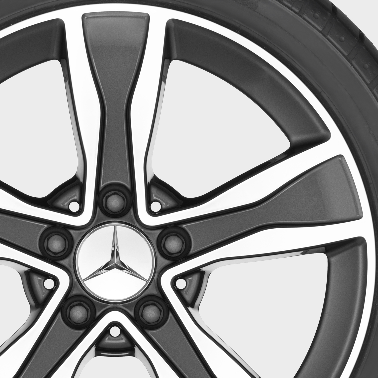 Mercedes-Benz Winterkomplettrad 5-Speichen, Tremolit-metallic glanzgedreht