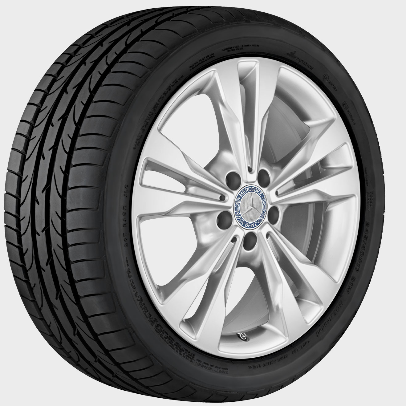 Mercedes-Benz Summer complete wheel, 5 double spokes wheel, silver Mercedes-Benz Summer complete wheel, 5 double spokes wheel, silver