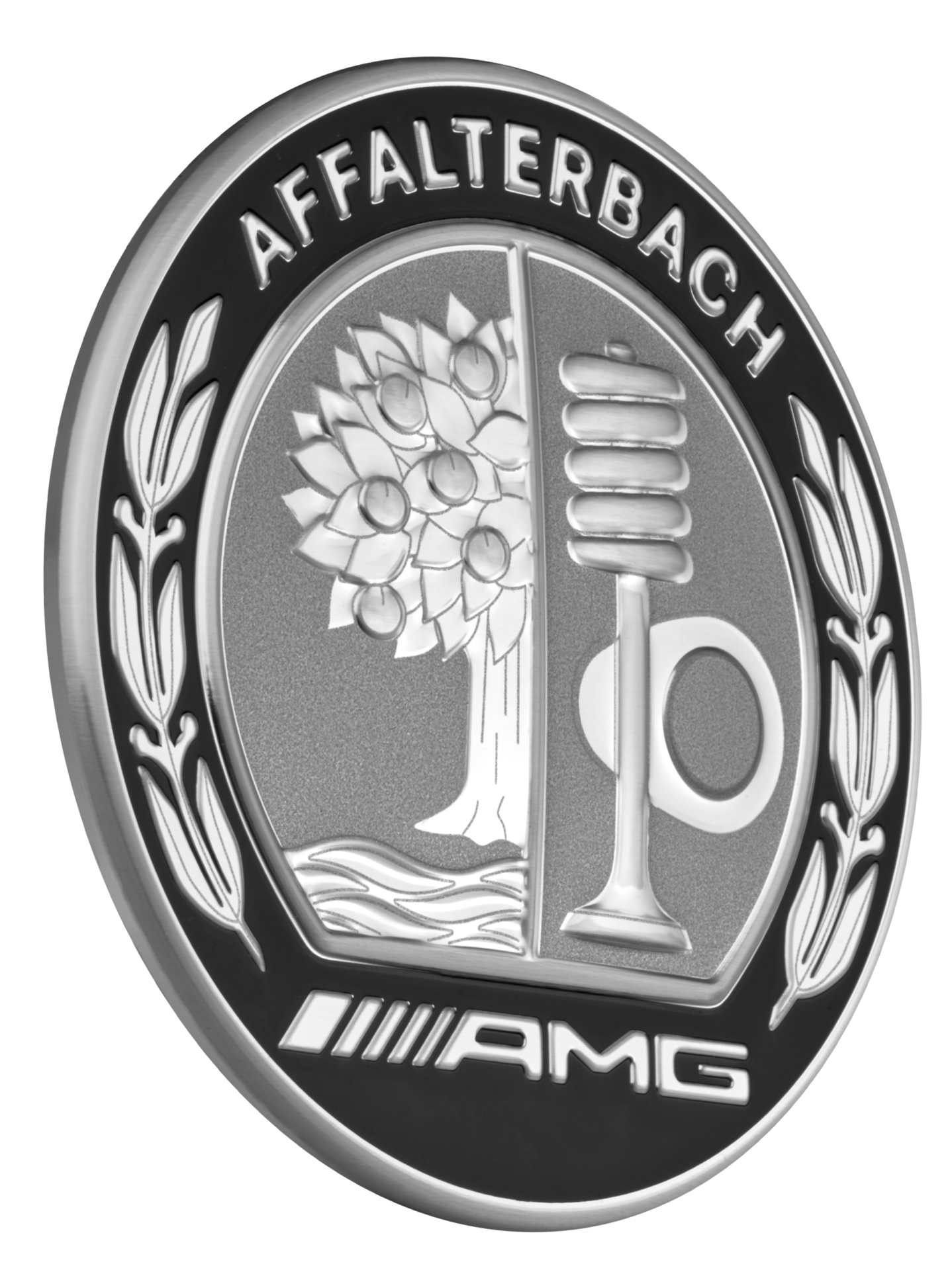 AMG Radnabenabdeckung mit AMG Wappen, silberfarben/schwarz, 4er-Set