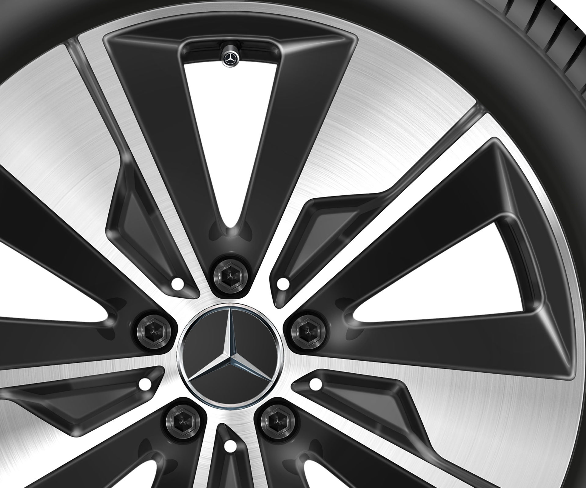 Original Mercedes-Benz Winterkomplettrad 5-Speichen Schwarz glanzgedreht 245/45 R18 Michelin Pilot Alpin PA4 MO