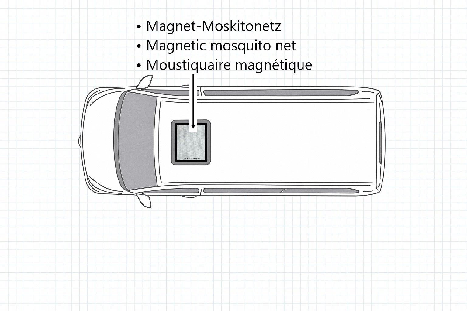 Project Camper Magnet-Moskitonetz für das Schiebedach, 447