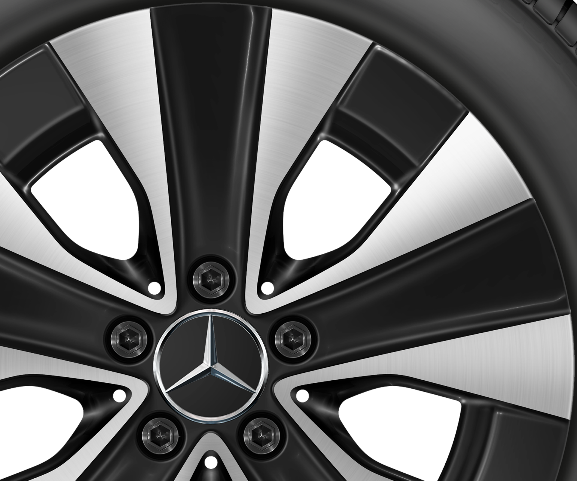 Genuine Mercedes-Benz Winter Complete Wheel 5-Spoke Wheel Black High-Sheen Finish 245/55 R17 Goodyear UltraGrip Performance+ MO-V