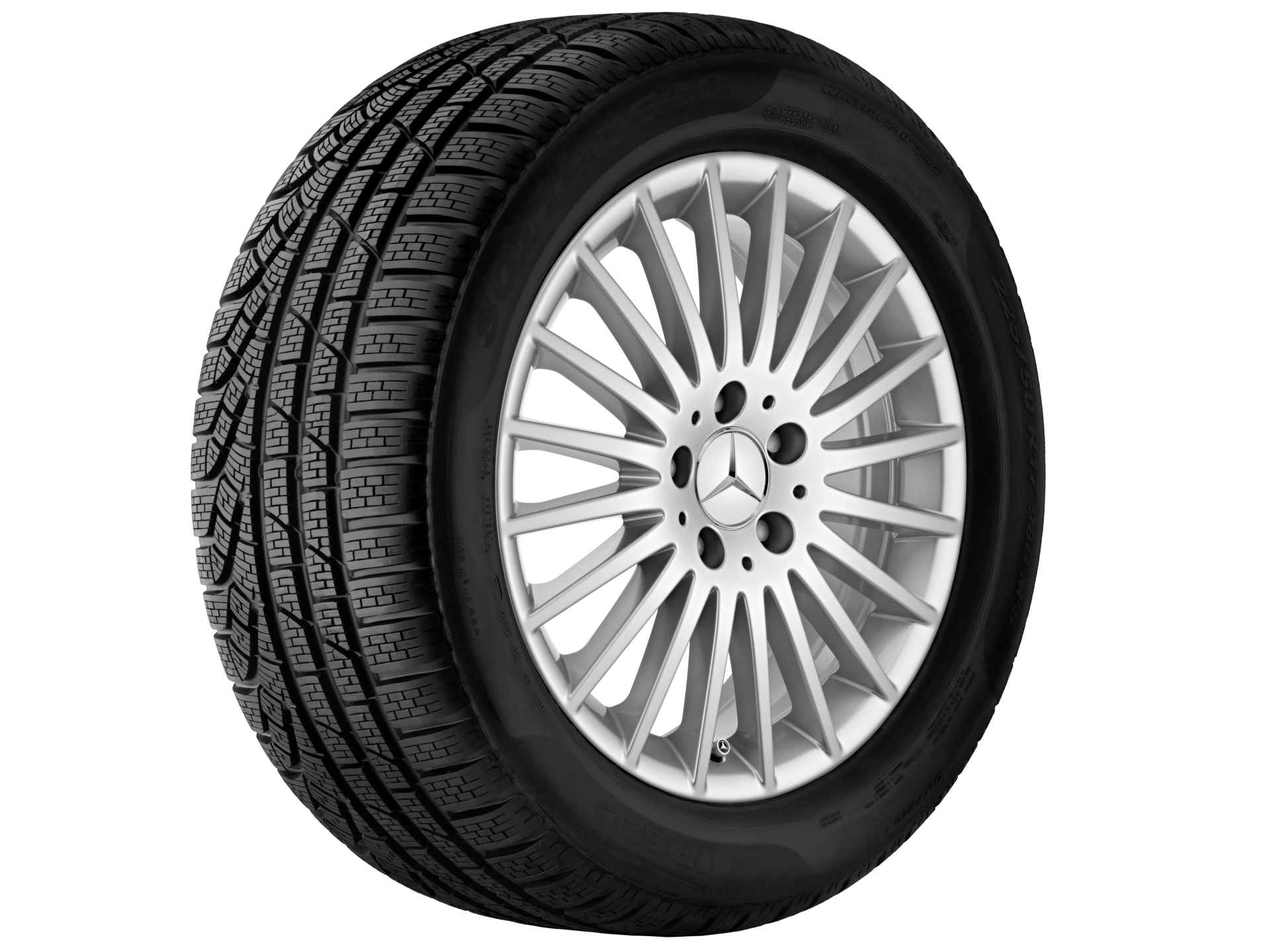 Roue complète hiver d’origine Mercedes-Benz multibranches argent vanadium 225/55 R17 Continental ContiWinterContact TS 830 P