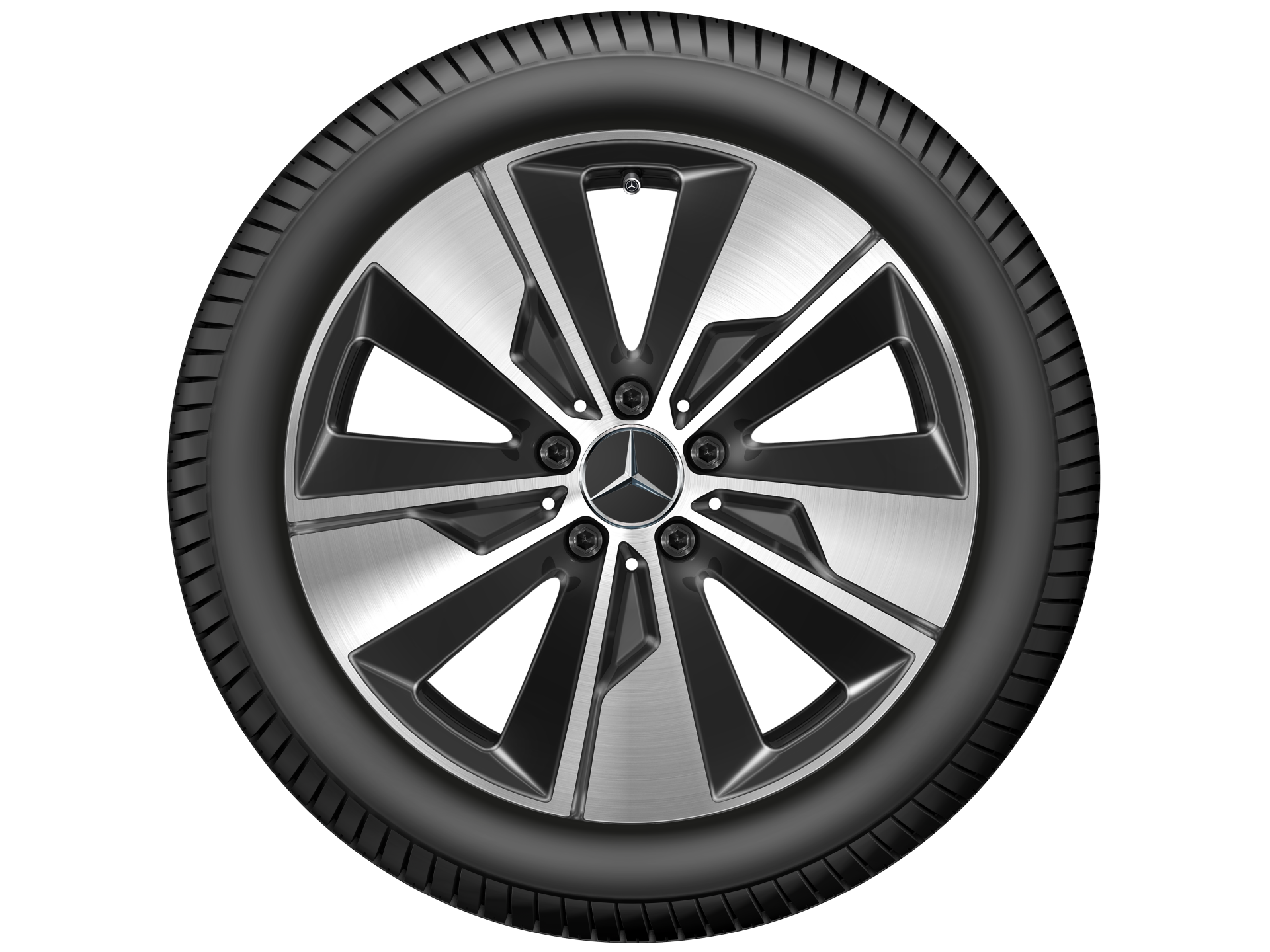 Roue complète hiver d’origine Mercedes-Benz 5 branches noir finition brillante usinée 245/45 R18 Michelin Pilot Alpin PA4 MO