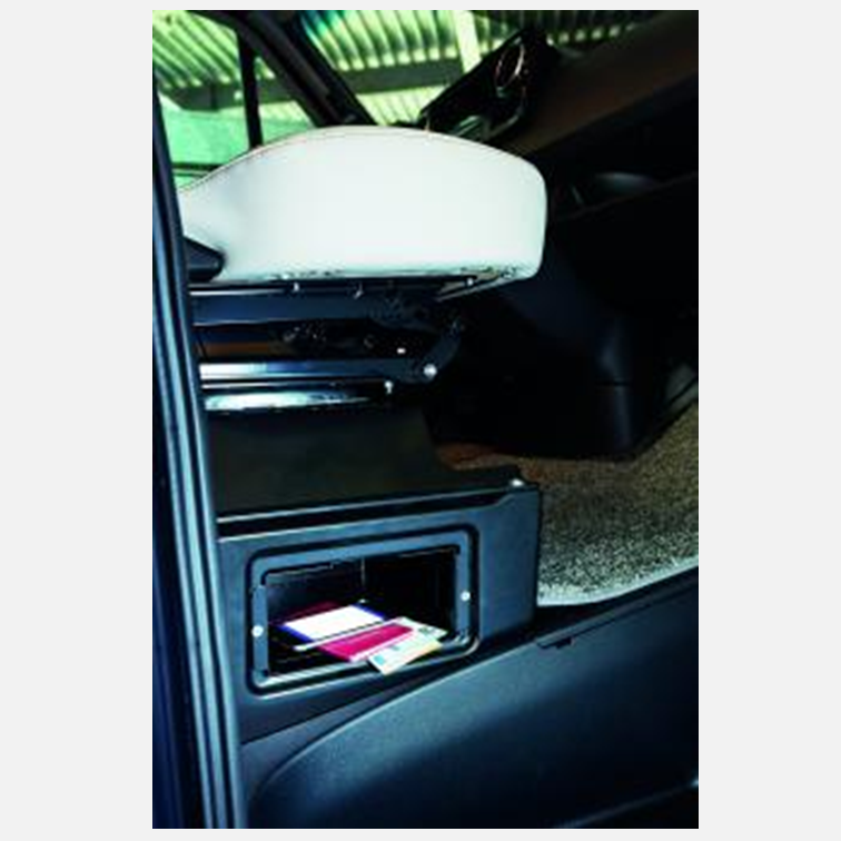 Mobilsafe console safe Mercedes‑Benz Sprinter passenger seat base open usage