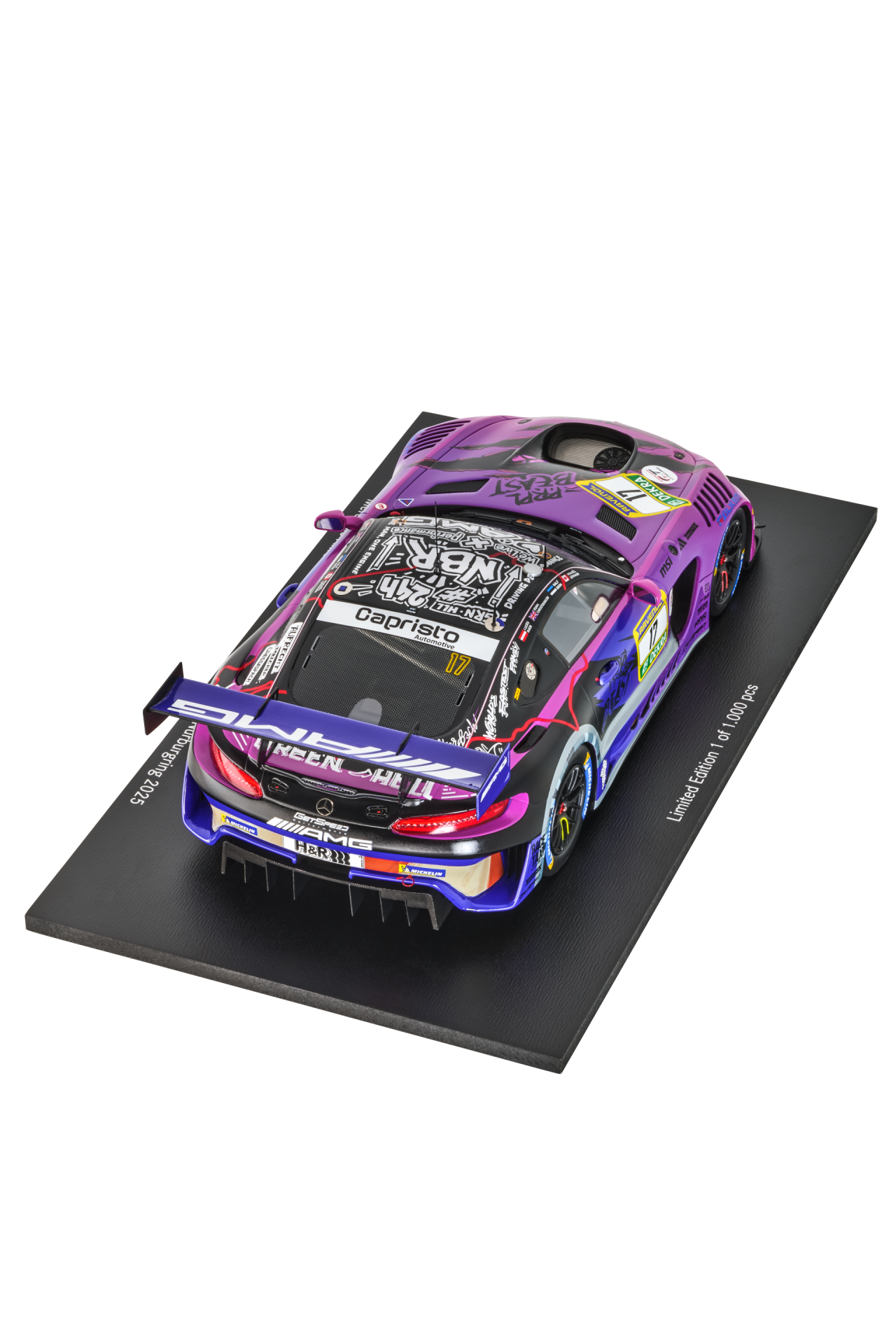 Mercedes-AMG GT3 Modellauto ADAC RAVENOL 24h Nürburgring 2025 PRPL BEAST Livery, lila, Minimax, 1:18