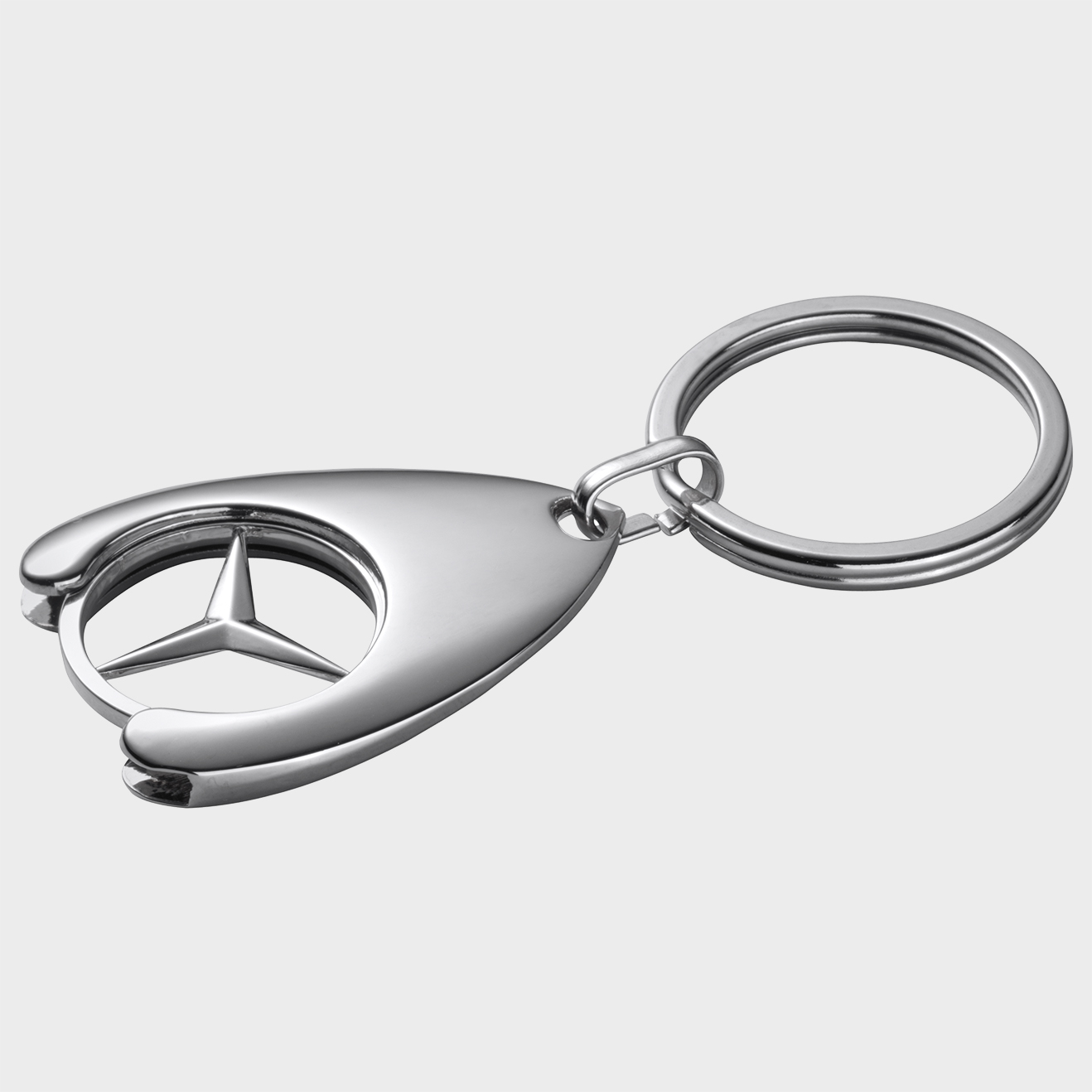 Mercedes-Benz Schlüsselanhänger mit Einkaufschip, silber