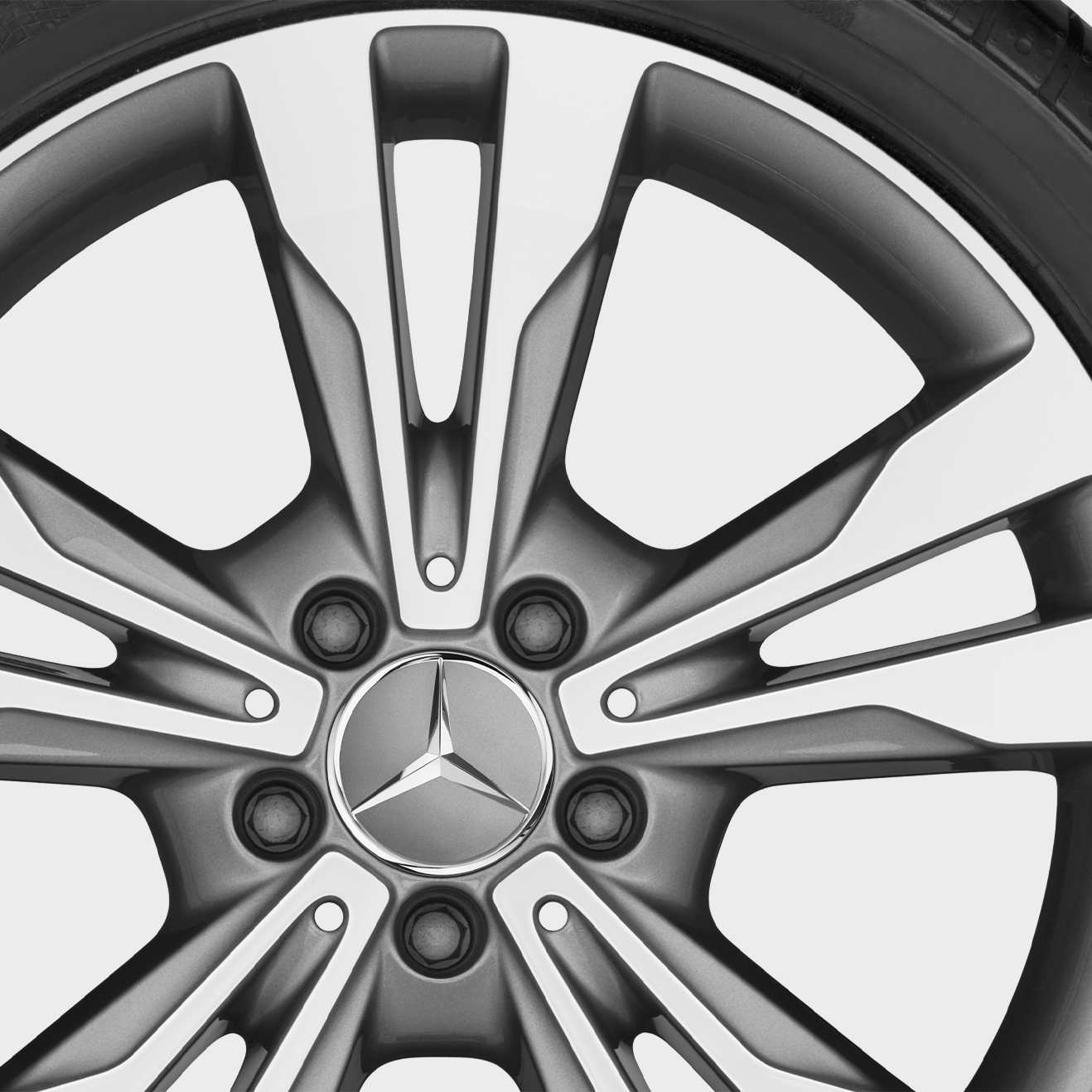 Mercedes-Benz Winterkomplettrad 5-Doppelspeichen, glanzgedreht Himalaya grau