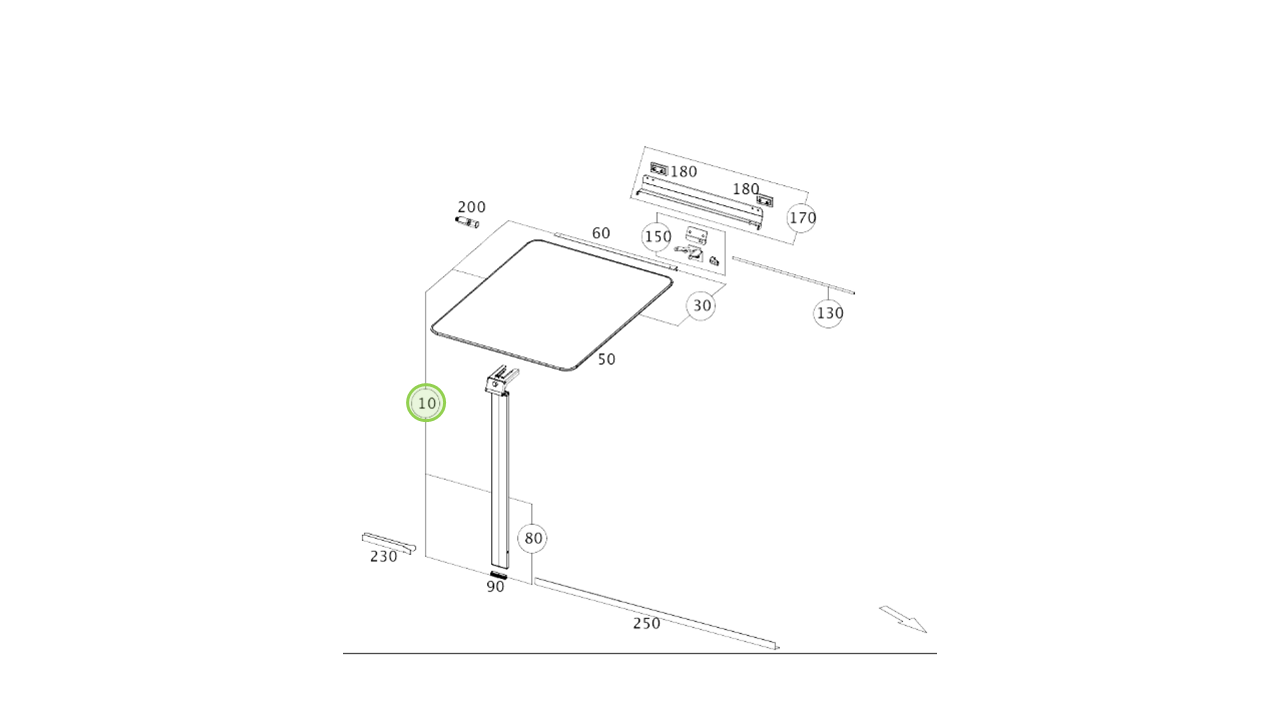 Table rabattable Mercedes-Benz A4478109100 pour Marco Polo (W447) Pièce de rechange d'origine