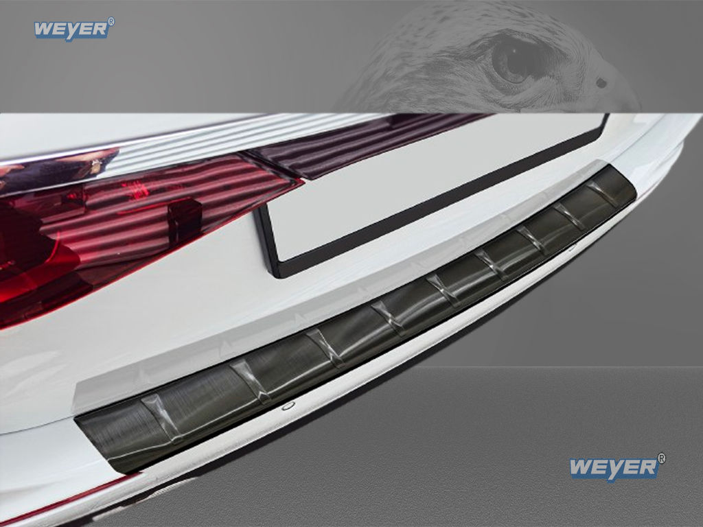 Vue détaillée de la protection de seuil de chargement Weyer graphite/black installée sur l’arrière droit du Mercedes‑Benz Classe E Break (W213, 2016–2023)