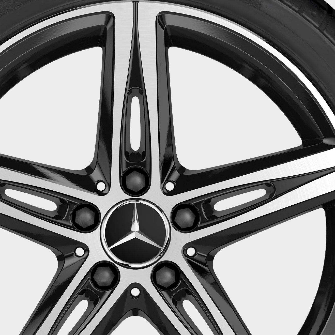Mercedes-Benz Sommerkomplettrad 5-Speichen-Rad glanzgedreht, schwarz