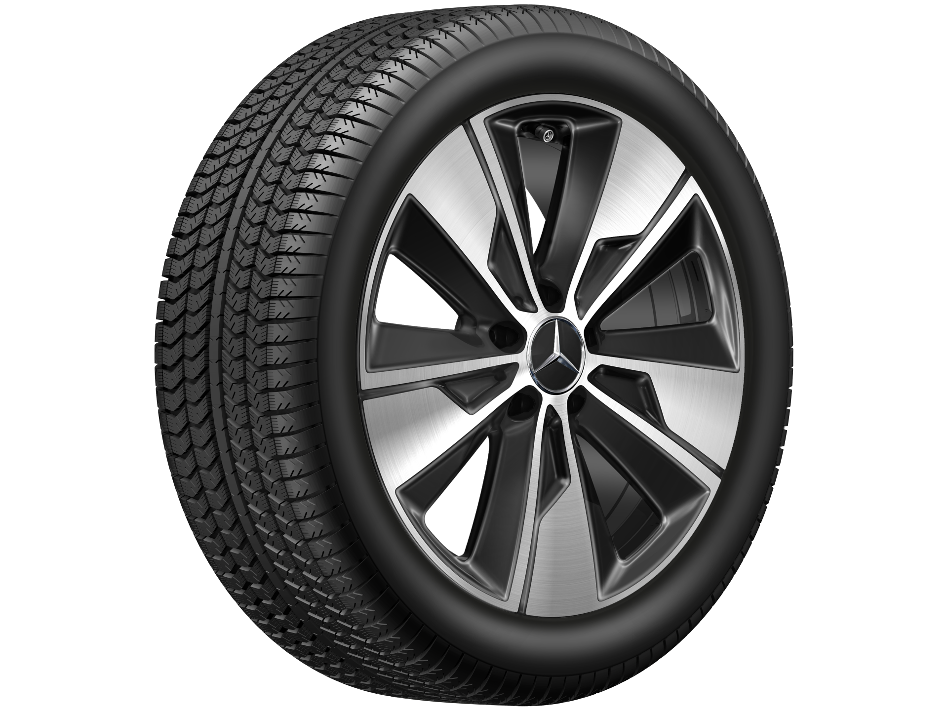 Original Mercedes-Benz Winterkomplettrad 5-Speichen Schwarz glanzgedreht 245/45 R18 Michelin Pilot Alpin PA4 MO