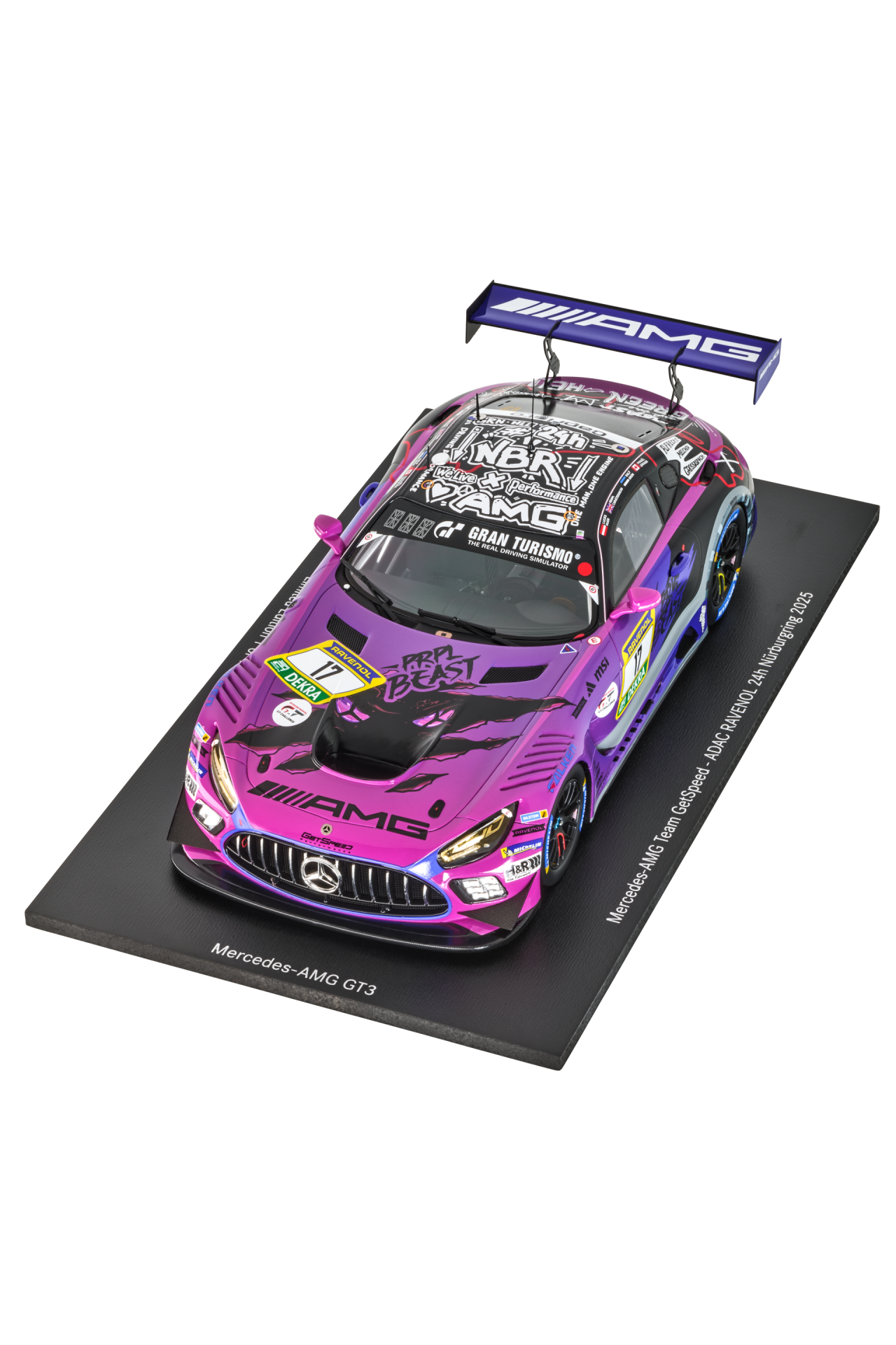 Mercedes-AMG GT3 Modellauto ADAC RAVENOL 24h Nürburgring 2025 PRPL BEAST Livery, lila, Minimax, 1:18