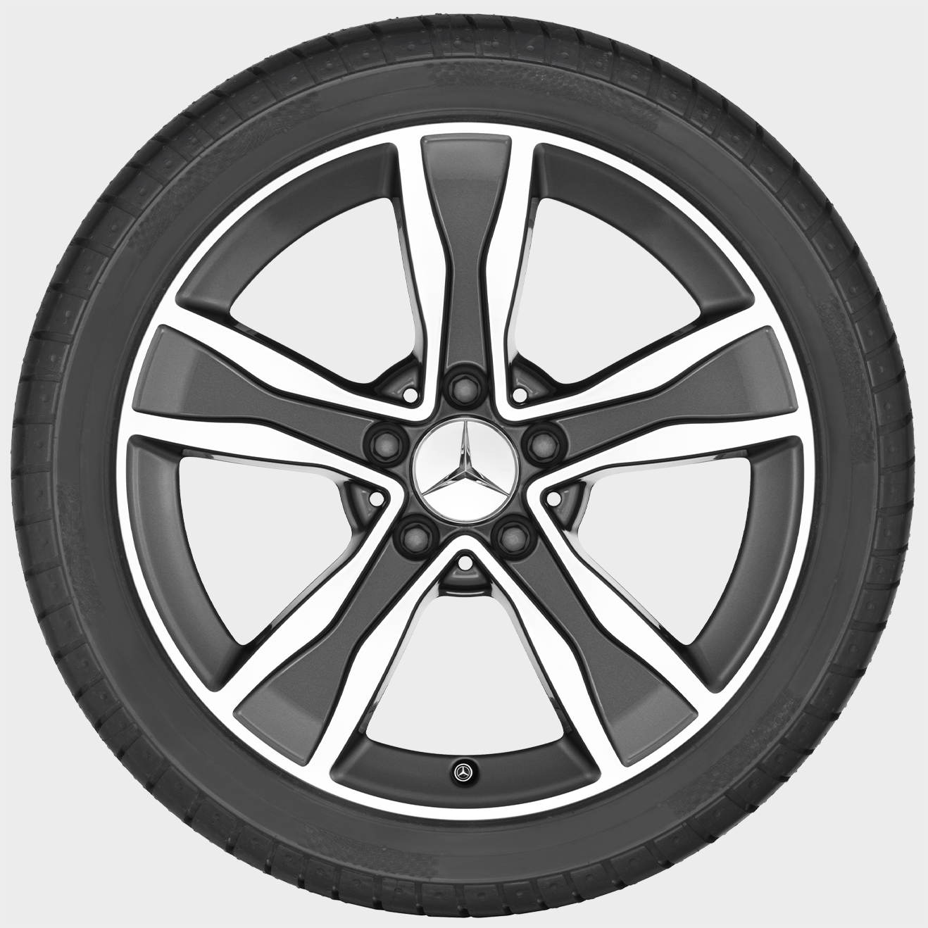Mercedes-Benz 5-spoke complete winter wheel, Tremolit metallic high-sheen finish Mercedes-Benz 5-spoke complete winter wheel, Tremolit metallic high-sheen finish