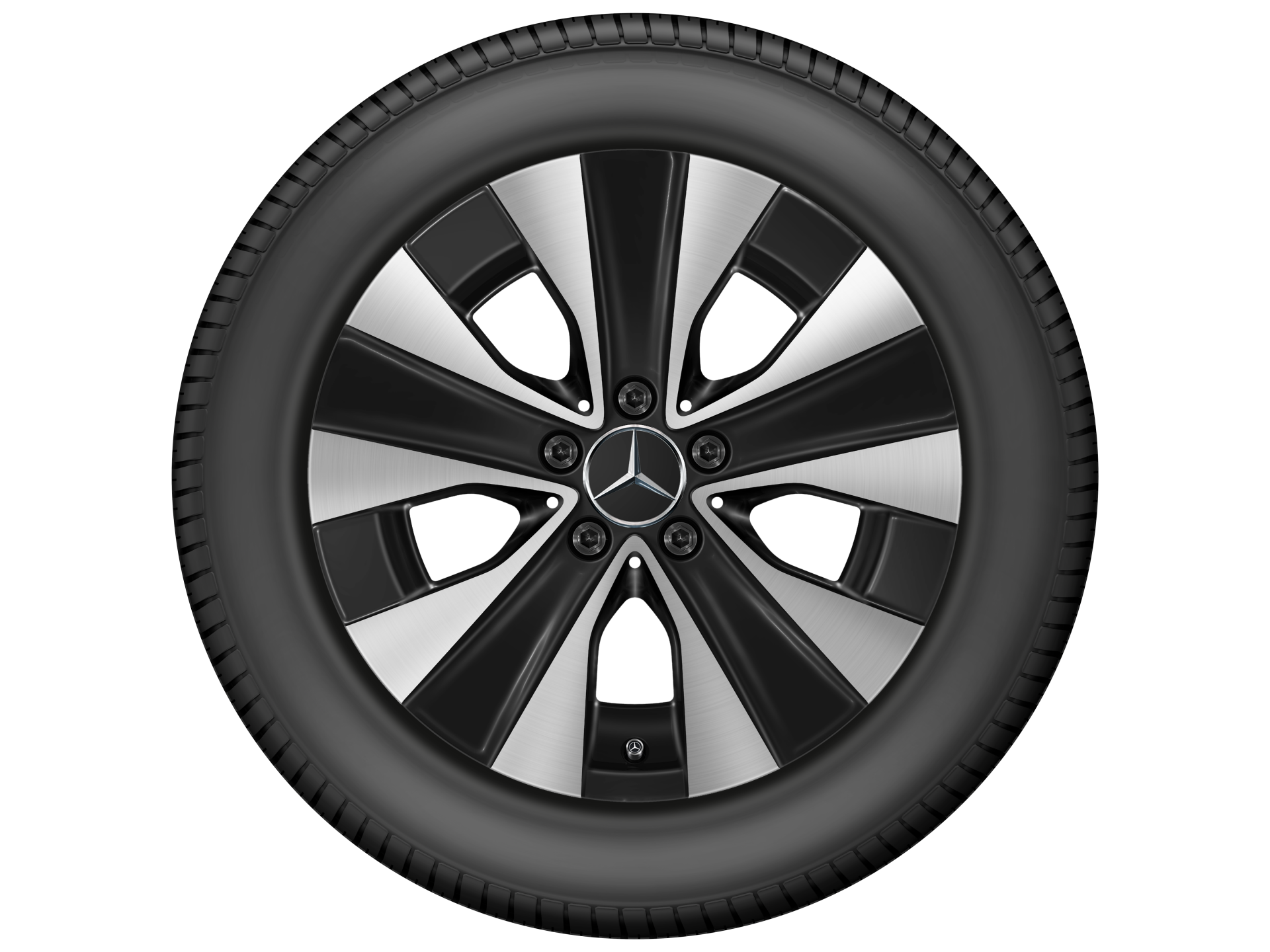 Genuine Mercedes-Benz Winter Complete Wheel 5-Spoke Wheel Black High-Sheen Finish 245/55 R17 Goodyear UltraGrip Performance+ MO-V
