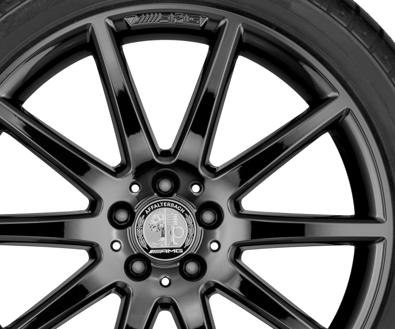 AMG Radnabenabdeckung mit AMG Wappen, silberfarben/schwarz, 4er-Set
