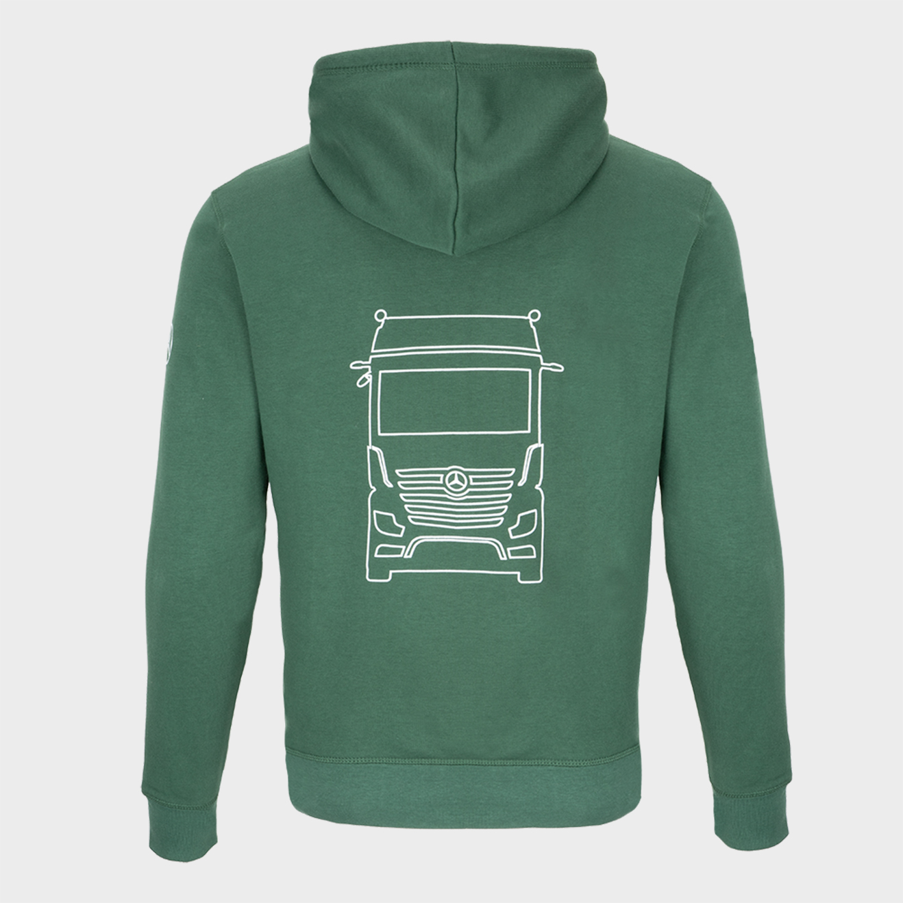 Mercedes-Benz Trucks Hoodie, green, with Actros logo and Mercedes-Benz star