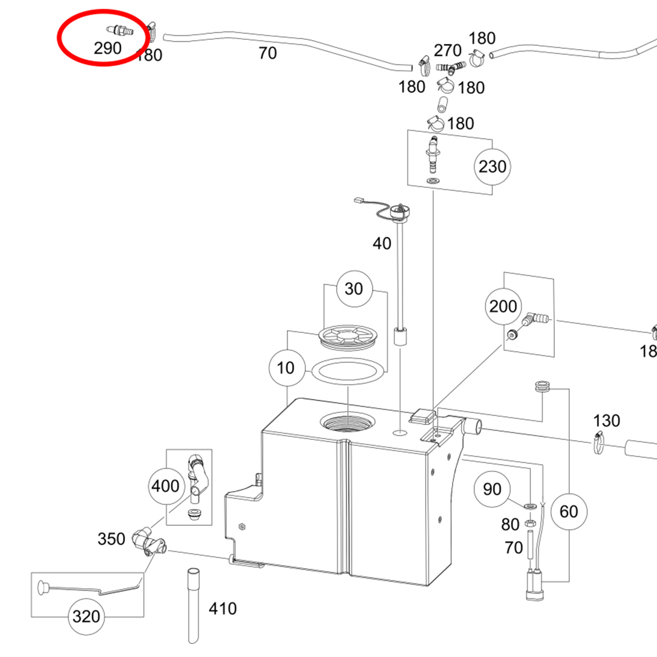 Connection spigot for Marco-Polo outdoor shower